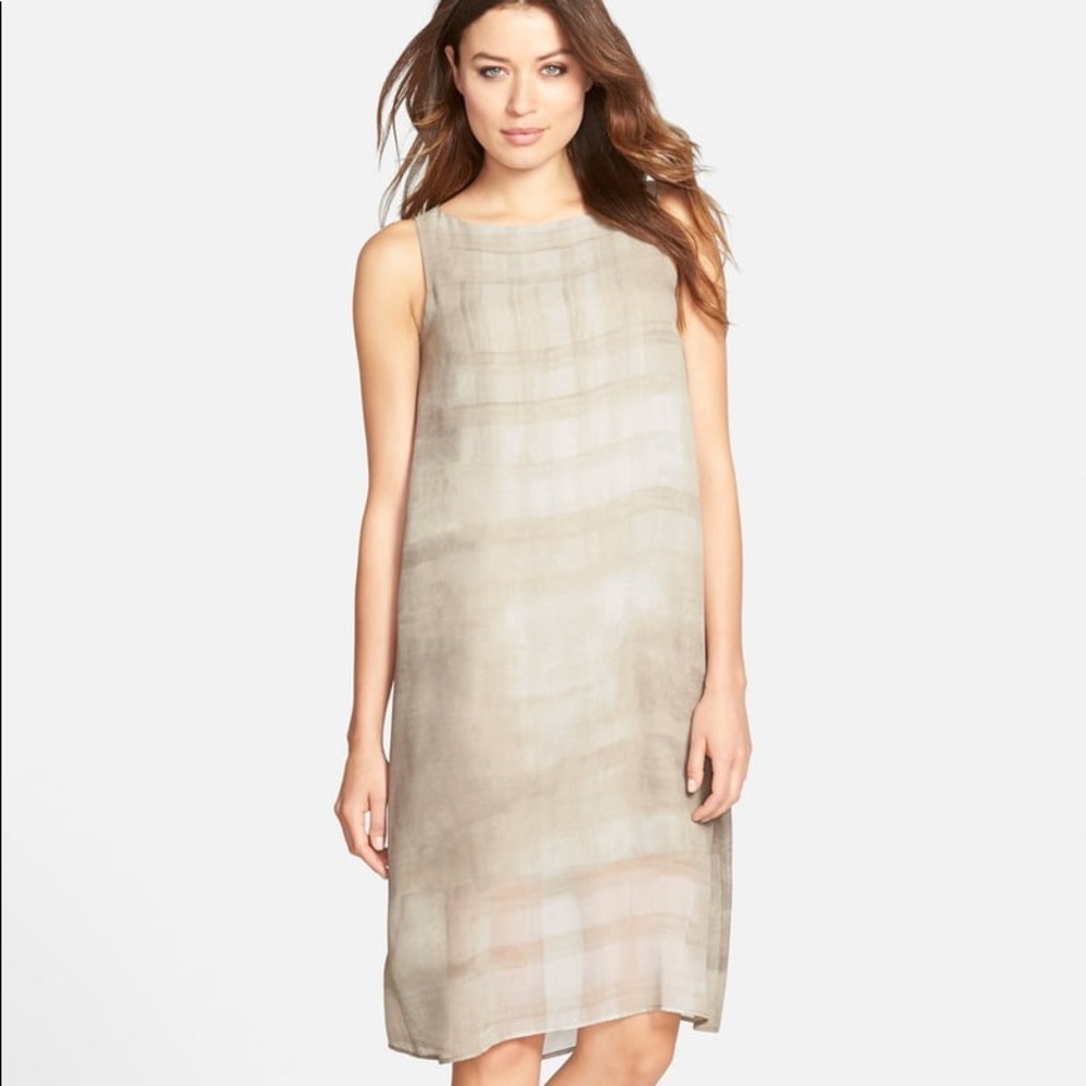 Eileen Fisher Boatneck Silk Shift Dress Size XS